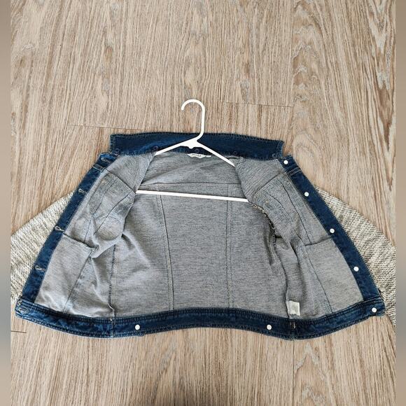 Mudd Blue Jean Jacket Girls Size 12 Knit Sleeves 4-pocket Front Size 12 - Picture 6 of 6